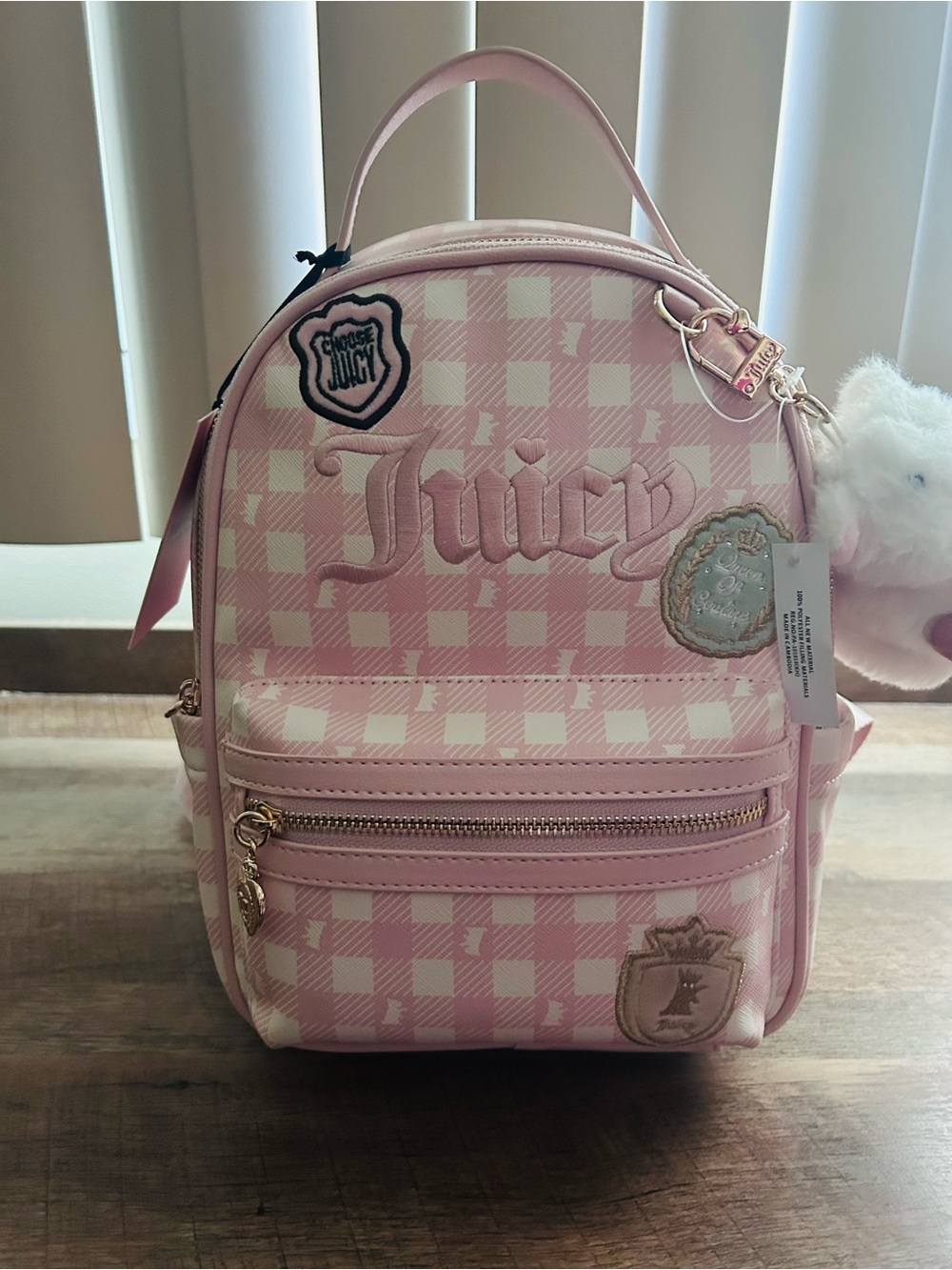 Juicy Couture Study In Style w/scottie Backpack w/ Plush Charm.Pink Clay Color. - Picture 2 of 11